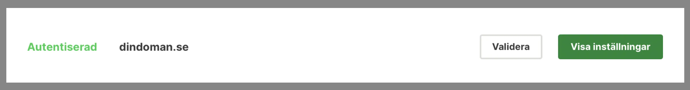 Du har autentiserat din domän